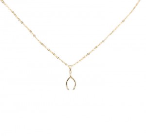 made in USA, gold wishbone necklace